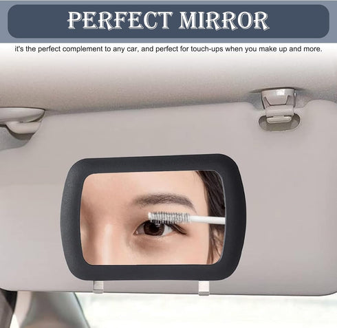 1 PC Car Visor Makeup Mirror with Clip, 6.65In x 4.33In Portable Durable Glass ABS Vehicle Sun-Shading Mirror, Universal Waterproof Automotive Rea...