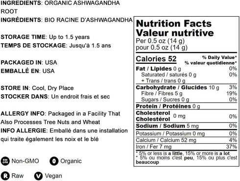 Food to Live Organic Ashwagandha Root Powder – Non-GMO, Finely Ground Indian Ginseng, Pure, Raw, Vegan, Bulk. Easy to Mix. Adaptogenic Herb. Great...