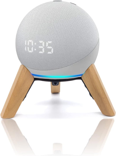 Real Wood Stand for ech0 Dots(4th Gen)(5th gen), Compatible with Smart Speaker to Decorate Table,Wooden Mount with Metal Frame, Anti-Slip Silicone...