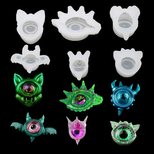 FineInno 6pcs Epoxy Resin Molds,Devil's Eye Molds,Silicone Molds,Jewelry Casting Molds Making Earrings Jewelry Making Crafting...