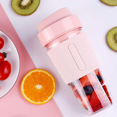 Electric Juicer Cup Mini Portable USB Rechargeable Blender Pink Mixing Bottle for Shakes Fruit Vegetables Frozen Yogurt 300ML...