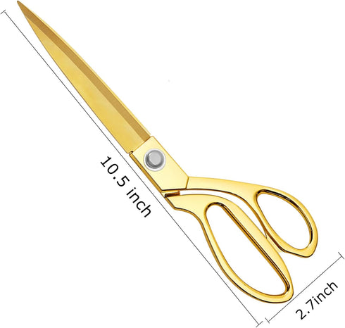 Premium Tailor Scissors,Heavy Duty Sewing Scissors Gold Titanium Coating Stainless Steel Fabric Scissors Leather Comfort Grip Shears Professional ...