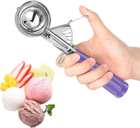 Ice Cream Scoop, Small Size Cookie Scoop Melon Baller Scoop with Trigger Release for Meatballs Melon, Ice Cream Scoop Stainless Steel Scoopers (Sm...