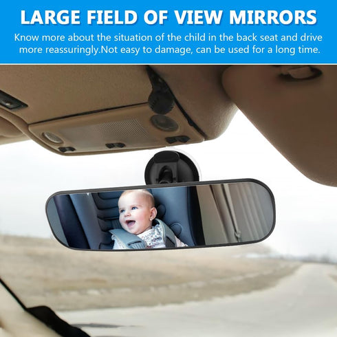 9.8'' Car Rear View Mirror with Suction Cup, Anti Glare Adjustable Auto Interior Rearview Mirror, HD Thickened Vehicle Inside Mirror Kit Universal...