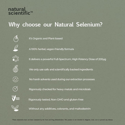 Selenium 200mcg Capsules - Organic Selenium Supplement for Antioxidant Support & Immune Health - Plant-Based, Gluten-Free, Vegetarian, Non-GMO - 6...
