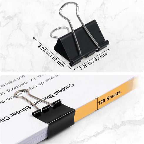 Coideal Black Binder Clips Medium, 1.25 Inch Black Metal Paper Clips 24 Pcs 32mm Foldback Bull Clip Clamps for Office School (1 1/4 Inch)...