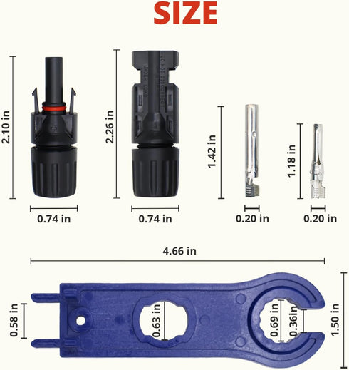Solar Panel mc-4 connectors IP67 Waterproof for Solar Panel Cable Assembly and Installation, Solar connectors mc4-12PCS Male/Female 6 Pairs with 1...