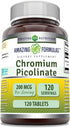 Amazing Formulas Chromium Picolinate Supplement | 200 Mcg Per Serving | Tablets | Non-GMO | Gluten Free | Made in USA (120 Count)...