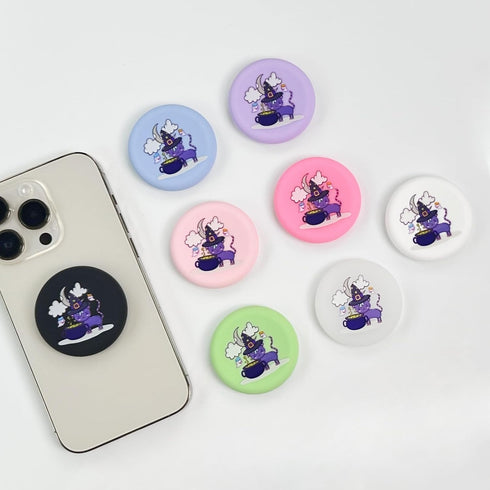 Cute Cat Soft Silicone Cover Expandable Collapsible Mobile Phone Grip Stand Holder for Smartphone Tablet Cell Phone Accessory (Purple)...