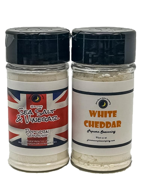 Popcorn Seasoning | Variety 2 Pack | British Sea Salt & Vinegar Popcorn Seasoning | White Cheddar Popcorn Seasoning | Fat Free | Saturated Fat Fre...