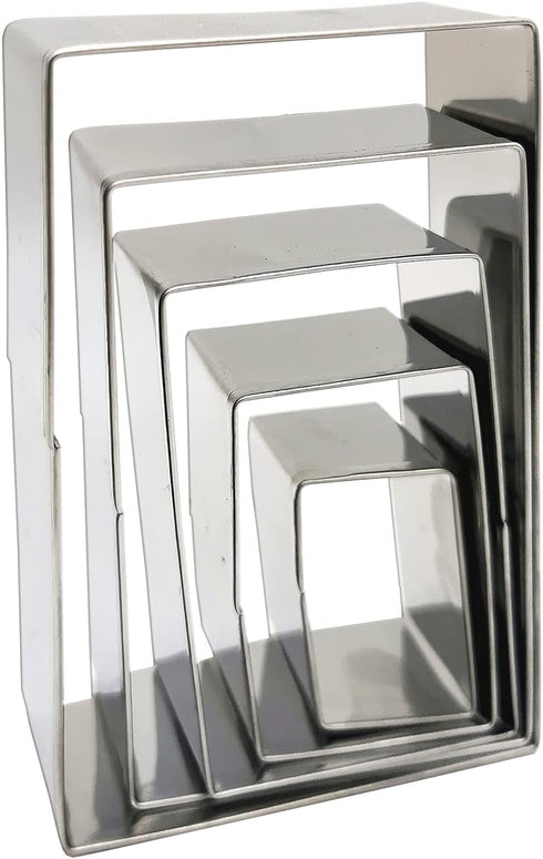 Rectangle Cookie Cutter Set-5 Pack Stainless Steel Rectangular Biscuit Molds Fondant Cake Cookie Cutter Set Pastry Mold-1" Depth...