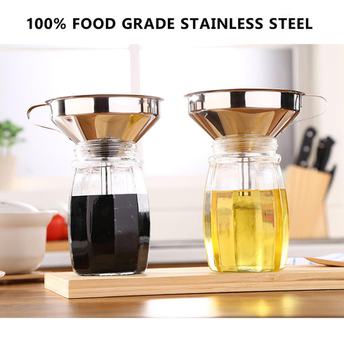 Kitchen Funnel for Filling Bottles, 5 Inch 18/8 Stainless Steel Funnel, Kitchen Gadgets Cooking Oil Food Funnel with Strainer for Fryer Oil Grease...