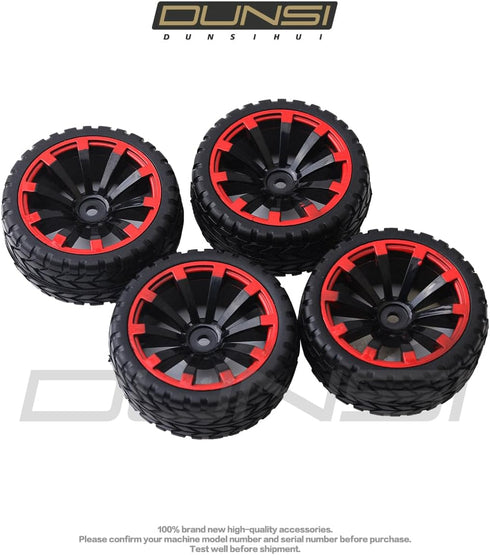 4Pcs Hex Wheel Rims Rubber Tires Set 12mm OD 2.55" Compatible with 1/10 RC On-Road Touring Dri-ft Car H-S-P Red-cat H-P-I Tami-ya Hex Wheel Rims R...