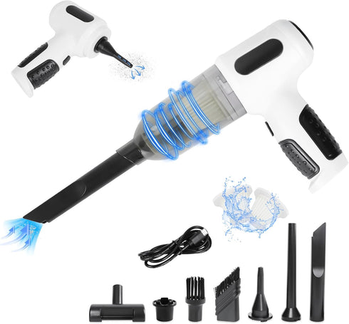 Handheld Vacuum Cleaner, Car Vacuum Cleaner, Adjustable 120W High Power Wet and Dry Hand Held Car Vacuum Cordless with Multi-Nozzles for Home, Off...