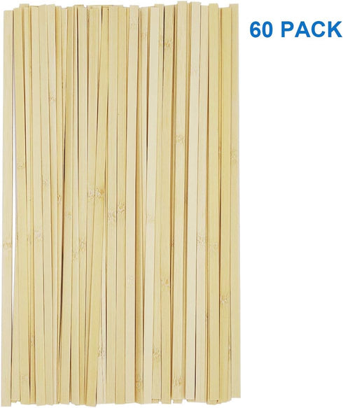 Worown 60 Pcs 15.7 Inch Strong Natural Bamboo Sticks, Wood Craft Sticks, Extra Long Sticks, 9.5 mm Width Wood Strips for Craft Projects...