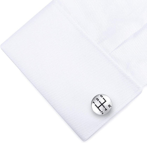 HONEY BEAR Car Gear Speed Stick Retro Cufflink for Men Shirt Wedding Gift Silver...