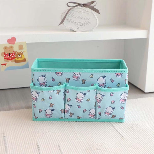 Kawaii Collapsible Storage Bin, Cute 4 Grids Storage Box Makeup Holder Office Desk Organizer Room Decor for lipstick?makeup brush?hair accessories...
