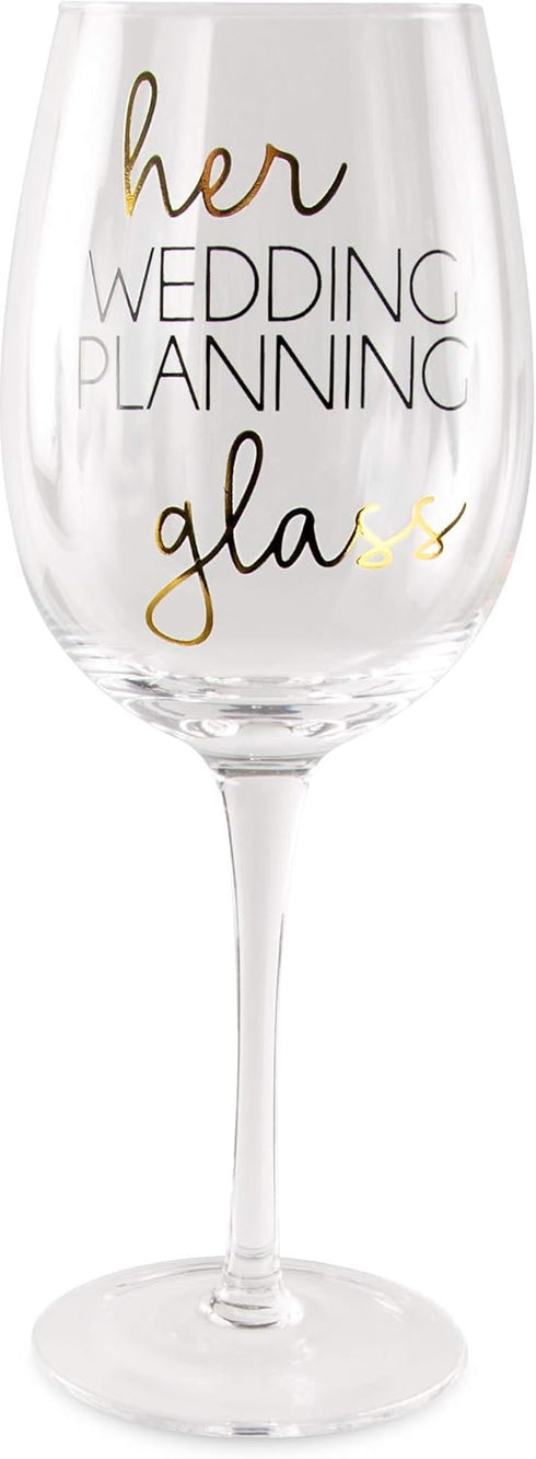 Pavilion Gift Company Her Wedding Planning Future Mrs 16 oz Crystal Wine Glass, Gold...