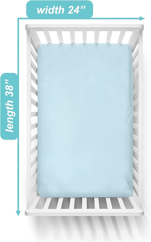 TL Care Supreme 100% Natural Cotton Jersey Knit Mini Crib Sheet, Blue, 24" x 38", Soft Breathable, for Boys and Girls...
