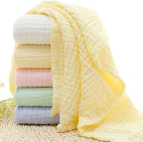Aablexema Baby Muslin Bath Towels - Set of 2 Large Size 43X43 Inches Swaddle Blanket for Newborn Toddlers Boys Girls (White & Yellow)...