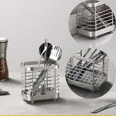 Kitchen Utensil Holder, Stainless Steel Sink Utensil Holder Countertop, Kitchen Utensil Drying Caddy, Cutlery Drainer for Kitchen Utensil, Rust-Pr...