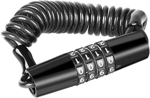Bike Lock Combination Scooter Chain Lock Motorcycle Helmet Lock Cable 4-Digital Safety Code Combination Lock(High Hardness Metal, Stretchable...