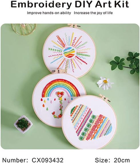 Konrisa Easy Embroidery Kit for Beginners Stamped Embroidery Starter Kit DIY Sewing Needlepoint Cross Stitch for Kids & Adults, Stitch Practice Ki...