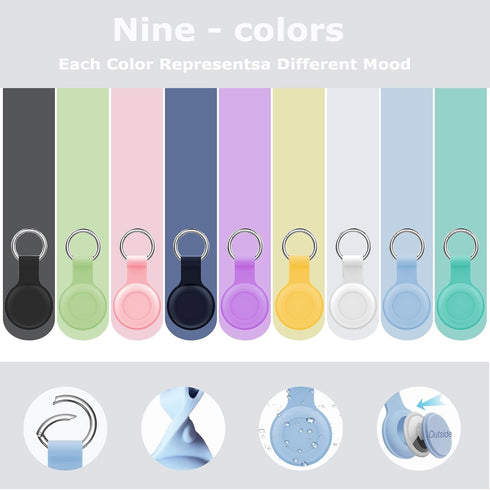 Waterproof AirTag Holder 2 Pack, Soft Silicone Airtag Keychain Waterproof Compatible with Apple Air Tag, Anti-Scratch Protective AirTag Case Holde...
