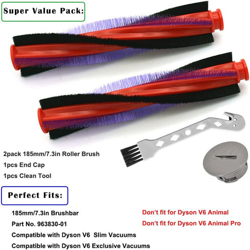 185mm/7.28in Brush Bar Rolling Brush Replacement Compatible with Dyson V6 Slim, v6 Exclusive Brushbar Vacuum Cleaner Parts,Part no. 963830-01...