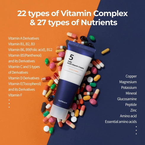 numbuzin No.5 Daily Multi-Vitamin Cream, | Vitamin C, Panthenol, Niacinamide, Non-Sticky Finish, Korean Skin Care for Face, 2.02oz...