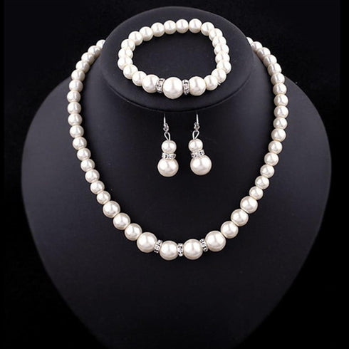 Tatibana 4 Pcs Pearl Jewelry Set 1920s Costume Jewelry Pearl Necklaces Pearl Hoop Earring Pearl Bracelet Pearl Ring for Women Wedding Jewelry Sets...