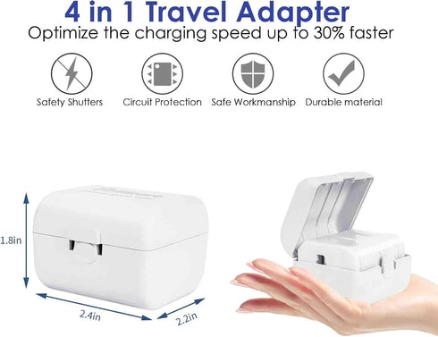 2 Pack Travel Plug Adapter International, Universal Power Adapter Worldwide, All in One Travel Essentials Perfect for European US, EU, UK, AU 160 ...