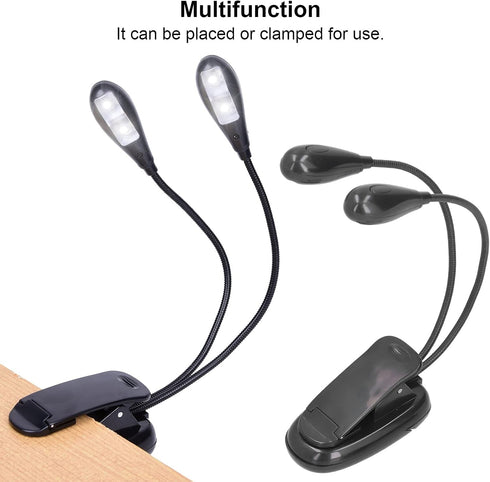 Desk Lamp, LED Clip on Light, Goose Neck 360?Rotatable,Flexible and Convient Double Poles Design, Reading Lamp for Home Office, School Dorm Suppli...
