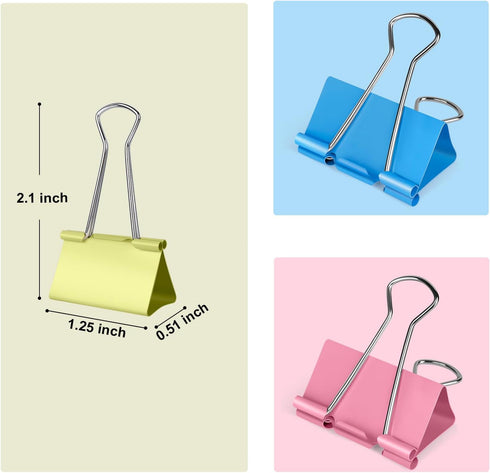 Medium Binder Clips 1.25 inch length, Colorful, for Office (40 Pcs)...