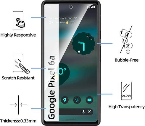 NEW'C [3 Pack Designed for Google Pixel 6a (6.1") Screen Protector Tempered Glass, Case Friendly Anti Scratch Bubble Free Ultra Resistant......