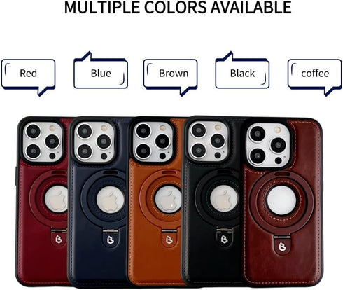 Leather Material with Metal Magnetic Folding Stand,Luxury Leather Invisible Stand Phone Case Cover for iPhone 12-15 (Brown,iPhone13 Pro)...