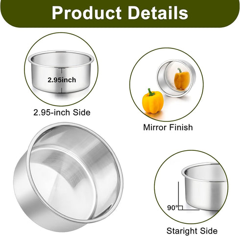 P&P CHEF 6 Inch Cake Pans Set, Round Baking Pan Stainless Steel Layer Birthday Wedding Cake Oven Pans, Non Toxic & Heavy Duty, Deep Side & Mirror ...