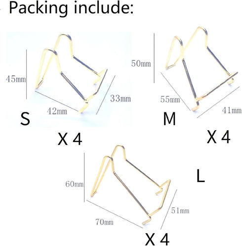 12 pcs 3 Sizes Rock Display Stand Gold Metal Easel Stands Crystals Holder for Display Collectibles Crystals, Rocks, Geodes, Heart Stones, Mineral ...