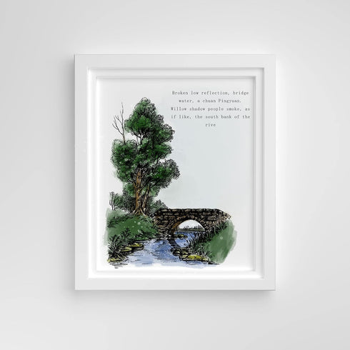Tree Bridge River Scenery Clear Stamps for Card Making and Photo Album Decorations, Tree Lake Landscape Transparent Rubber Stamps Seal for DIY Scr...