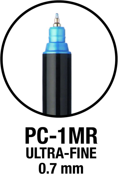 Posca PC-1MR Permanent Marker Paint Pens. Ultra Fine Tip for Art & Crafts. Multi Surface Use On Wood Metal Paper Canvas Cardboard Glass Fabric Cer...