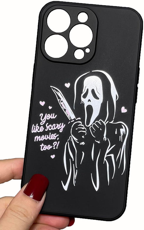 Cool Ghost Face Case for iPhone 15 Pro 6.1 inch, Scream Horror Movie Anime Printed, Fashion Cute Skull Skeleton Design for Women Men Boys Girls So...