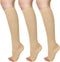 3 Pairs Open Toe Compression Socks Women Knee High Toeless 15-25 mmHg (S/M)...