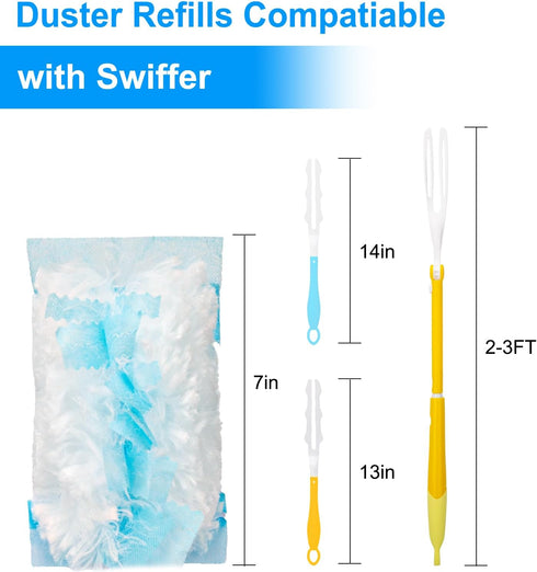 KeFanta Duster Refills for Swiffer Dusters, 180 Heavy Duty Multi Surface Refills & 1 Handle, Ceiling Fan Duster, Disposable Dusters for Cleaning (...