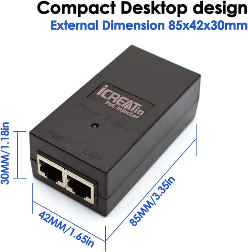 Gigabit PoE Injector 48V15.4W Power Adapter, IEEE 802.3af Compliant,10/100/1000Mbps RJ45, Compatible with Ubiquiti U-POE-AF, TP-Link TL-POE150S, T...