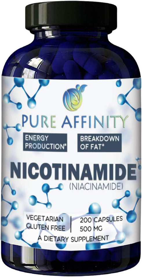 200 Count! B3 Nicotinamide 500 mg Effective Flush-Free Niacin. Energy Booster, Cell Regenerator, Supports Cognitive Decline, Anti-Aging and Helps ...