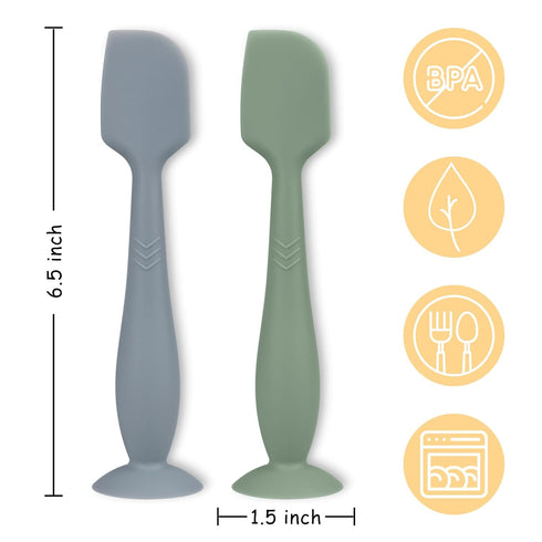 Diaper Cream Applicator Set - Soft Silicone Baby Butt Brush with Suction Base, Baby Butt Spatula, Full Size - Newborn Baby Essentials (2Packs-Natu...