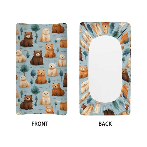 Cute Bear Changing Pad Cover Baby Diaper Changing Mat Cover Sheets for Newborn Boys Girls Woodland Animals Soft Breathable Nursery Changing Table ...