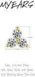 MYEARS Women Trio Stud Earrings Gold Three Diamond Cubic Zirconia Cluster Flower 14K Gold Filled Small Simple Handmade Hypoallergenic Everyday Jew...
