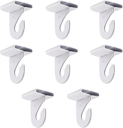 8 Pair Drop Ceiling Hooks for Hanging,White Heavy Duty Ceiling Hooks,Metal T-Bar Hooks,Suspended Ceiling Tile Hook Ceiling Clips for Home Classroo...