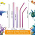 VEHHE Reusable Straws 8 Set Multi Color Stainless Steel Straws - Cleaning Brush for 20 Oz (Rainbow 8.5 inch + 10.5 inch)...